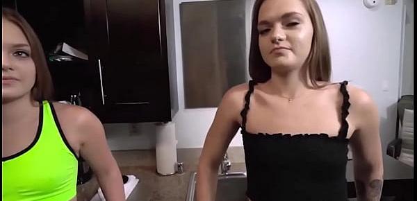  Petite twin teen stepsisters fucked by big cock stepbro